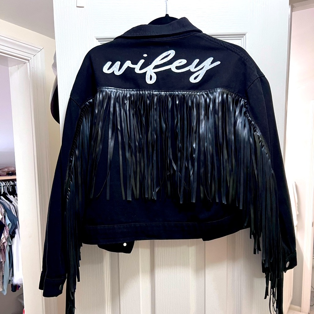 Wifey Jean Jacket with fringe detail